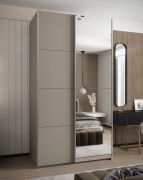 Penderie / Armoire à portes coulissantes / Couleur : Cachemire / 2 tringles à vêtements / 245,5 x 130 x 64 cm / Miroir / Soft-Close / 2 portes coulissantes / 6 compartiments