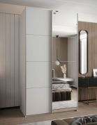 Penderie / Armoire à portes coulissantes / 6 compartiments / Couleur : Blanc / 245,5 x 140 x 64 cm / 2 tringles à vêtements / Soft-Close / Miroir / 2 portes coulissantes