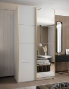 Penderie / Armoire à portes coulissantes / Soft-Close / 2 tringles à vêtements / 6 compartiments / 245,5 x 140 x 64 cm / Couleur : Blanc / 2 portes coulissantes / Miroir