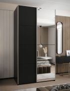 Penderie / Armoire à portes coulissantes / 6 compartiments / 2 tringles à vêtements / Couleur : Noir / 2 portes coulissantes / 245,5 x 140 x 64 cm / Chants ABS