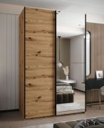 Penderie / Armoire à portes coulissantes / 245,5 x 150 x 64 cm / 6 compartiments / Couleur : Chêne Artisan / 2 tringles à vêtements / 2 portes coulissantes / Soft-Close / Miroir