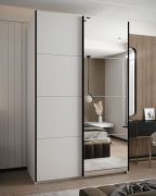 Penderie / Armoire à portes coulissantes / Soft-Close / Miroir / 2 tringles à vêtements / Couleur : Blanc / 2 portes coulissantes / 6 compartiments / 245,5 x 150 x 64 cm