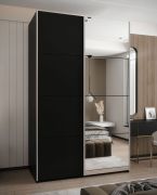 Penderie / Armoire à portes coulissantes / Couleur : Noir / Soft-Close / 2 tringles à vêtements / 11 compartiments / 2 portes coulissantes / Miroir / 245,5 x 160 x 64 cm