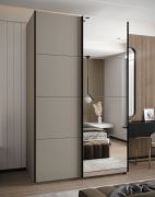 Penderie / Armoire à portes coulissantes / 11 compartiments /Couleur : Cachemire / Miroir / Soft-Close / 2 portes coulissantes / 2 tringles à vêtements / 245,5 x 160 x 64 cm