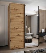 Penderie / Armoire à portes coulissantes / 2 tringles à vêtements / Couleur : Chêne Artisan / 245,5 x 180 x 64 cm / 2 portes coulissantes / Soft-Close / Miroir / 11 compartiments