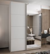 Penderie / Armoire à portes coulissantes / Soft-Close / 2 portes coulissantes / 245,5 x 180 x 64 cm / Miroir / Couleur : Blanc / 2 tringles à vêtements / 11 compartiments