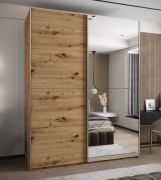 Penderie / Armoire à portes coulissantes / Couleur : Chêne Artisan / Soft-Close / 2 portes coulissantes / 2 tringles à vêtements / Miroir / 245,5 x 190 x 64 cm / 11 compartiments