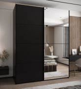 Penderie / Armoire à portes coulissantes / 245,5 x 190 x 64 cm / Couleur : Noir / Miroir / Soft-Close / 2 tringles à vêtements / 2 portes coulissantes / 11 compartiments
