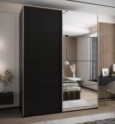 Penderie / Armoire à portes coulissantes / 2 tringles à vêtements / Couleur : Noir / Soft-Close / 245,5 x 190 x 64 cm / Miroir / 2 portes coulissantes / 11 compartiments