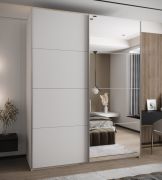 Penderie / Armoire à portes coulissantes / 2 tringles à vêtements / 245,5 x 200 x 64 cm / 2 portes coulissantes / Soft-Close / Miroir / Couleur : Blanc / 11 compartiments