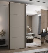Penderie / Armoire à portes coulissantes / 245,5 x 200 x 64 cm / Soft-Close / Miroir / 2 tringles à vêtements / 2 portes coulissantes / Couleur : Cachemire / 11 compartiments