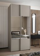 Penderie / Armoire à portes coulissantes / Couleur : Cachemire / 245,5 x 100 x 64 cm / Soft-Close / Miroir / 2 portes coulissantes / 2 tringles à vêtements / 6 compartiments