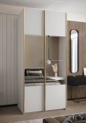 Penderie / Armoire à portes coulissantes / 245,5 x 120 x 64 cm / Soft-Close / Couleur : Blanc / Miroir / 2 portes coulissantes / 2 tringles à vêtements / 6 compartiments