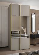 Penderie / Armoire à portes coulissantes / Couleur : Cachemire / 2 Barres de penderie / 2 Portes coulissantes / 245,5 x 120 x 64 cm / Miroir / Soft-Close / 6 Compartiments
