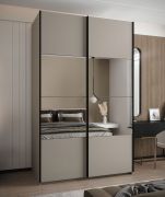 Penderie / Armoire à portes coulissantes / 2 portes coulissantes / 245,5 x 160 x 64 cm / Soft-Close / Miroir / 2 tringles à vêtements / Couleur : Cachemire / 11 compartiments
