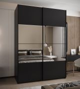 Penderie / Armoire à portes coulissantes / Soft-Close / Miroir / 2 tringles à vêtements / 2 portes coulissantes / 11 compartiments / 245,5 x 170 x 64 cm / Couleur : Noir