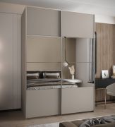 Penderie / Armoire à portes coulissantes / Couleur : Cachemire / 245,5 x 180 x 64 cm / Miroir / Soft-Close / 2 portes coulissantes / 2 tringles à vêtements / 11 compartiments