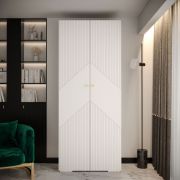 Armoire blanche 2 portes Beskiden 07 | 236,5 x 100 x 47 cm | 2 barres de penderie | 12 compartiments