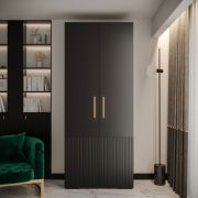 Armoire moderne noire Beskiden 12 | 2 penderies | 2 portes | 6 étagères | 236 x 100 x 47 cm