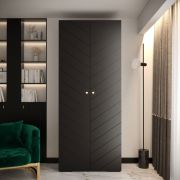 Armoire design épuré noir Beskiden 16 | 236,5 x 100 x 47 cm | 2 portes | 12 compartiments