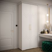 Armoire blanche moderne Beskiden 19 | 2 portes | 2 barres penderie | 6 étagères | 236,5 x 100 x 47 cm