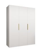 Armoire 3 portes Korab 16 | Blanc | 1,5 m largeur | Poignées or | Soft-Close