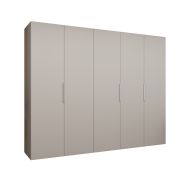 Armoire penderie 2,5 m Korab 43 | Cinq portes | Finition cachemire | Soft-Close | Poignées couleur cachemireées