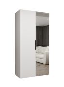 Armoire penderie Korab 58 blanche | 1 porte miroir | 1 mètre de large | Poignées noires | Fermeture Soft-Close