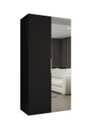 Armoire Korab 62 noire | 1 mètre | 1 tringle et compartiment | Portes battantes | Soft-Close | Poignées couleur cachemire