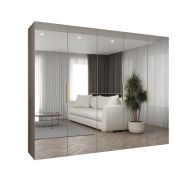 Armoire 5 portes miroir Korab 154 | Cachemire | Largeur 2,5 m | Poignées or | Soft-Close
