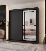Armoire à portes coulissantes / Noir mat / 10 compartiments / 2 tringles à vêtements / Finition haut de gamme / 180 x 62 x 200 cm / Armoire / Porte miroir / Design moderne