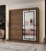 Armoire à portes coulissantes / Couleur : Noyer Warmia / 10 compartiments / 2 tringles à vêtements / Finition haut de gamme / 180 x 62 x 200 cm / Armoire / Porte miroir / Design moderne