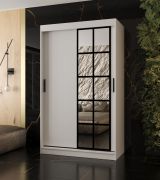 Armoire à portes coulissantes / Blanc mat / 5 compartiments / 2 tringles à vêtements / Finition haut de gamme / 120 x 62 x 200 cm / Armoire / Porte miroir / Design moderne