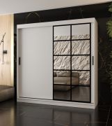 Armoire / Blanc mat / 10 compartiments / 2 tringles / Finition haut de gamme / 200 x 62 x 200 cm / Armoire à portes coulissantes / Porte miroir décorative