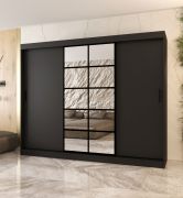 Armoire à portes coulissantes / Noir mat / 10 compartiments / 2 tringles à vêtements / Finition haut de gamme / 250 x 62 x 200 cm / Penderie / Porte miroir / Design moderne