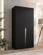 Armoire / 1 compartiment / Couleur : Noir / 1 tringle à vêtements / Fonction Soft-Close / 1 mètre de large / Poignées : Cachemire / Chants ABS / Dimensions : 100 x 52 x 202 cm