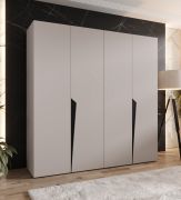 Armoire à portes battantes / 4 portes / Couleur : Cachemire / 2 compartiments / Fonction Soft-Close / 2 tringles à vêtements / Poignées : Noir / Dimensions : 200 x 52 x 202 cm / Penderie / Chants ABS