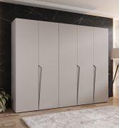 Armoire / Couleur : Cachemire / 5 portes / 3 compartiments / Poignées : Cachemire / 3 tringles à vêtements/ Fonction Soft-Close / Dimensions : 250 x 52 x 202 cm / Chants ABS
