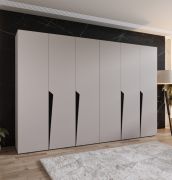 Armoire à portes battantes / Penderie / Couleur : Cachemire / 4 compartiments / 3 mètres de large / Poignées : Noir / 4 tringles à vêtements / Fonction Soft-Close / Dimensions : 300 x 52 x 202 cm
