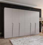 Armoire à portes battantes / Penderie / Couleur : Cachemire / 4 compartiments / 3 mètres de large / Poignées : Cachemire / 4 tringles à vêtements / Fonction Soft-Close / Dimensions : 300 x 52 x 202 cm