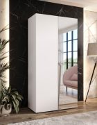 Armoire / 1 porte miroir / Couleur : Blanc / 1 compartiment / Poignées : Cachemire / 1 tringle à vêtements / 1 mètre de large / Fonction Soft-Close / Dimensions : 100 x 52 x 202 cm