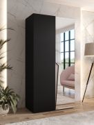 Armoire / 1 porte miroir / Couleur : Noir / 1 compartiment / Poignées : Cachemire / 1 tringle à vêtements / 1 mètre de large / Fonction Soft-Close / Dimensions : 100 x 52 x 202 cm
