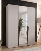 Armoire à portes battantes / Penderie / Couleur : Cachemire / 1 porte miroir / Poignées : Noir / 2 compartiments / Soft-Close / 2 tringles à vêtements / Dimensions : 150 x 52 x 202 cm / ABS