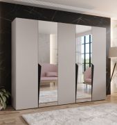 Armoire / Couleur : Cachemire / 2 portes miroir / 3 compartiments / 3 tringles à vêtements / Poignées : Noir / Dimensions : 250 x 52 x 202 cm / Fonction Soft-Close / Chants ABS