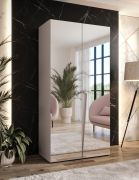 Penderie de chambre à coucher avec miroir / Couleur : Cachemire / Fonction Soft-Close / Armoire / Poignées : Cachemire / 1 casier / 1 tringle à vêtements / Chants ABS / Dimensions : 100 x 52 x 202 cm