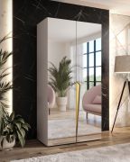 Penderie de chambre à coucher avec miroir / Couleur : Cachemire / Fonction Soft-Close / Armoire / Poignées : Or / 1 compartiment / 1 tringle à vêtements / Chants ABS / Dimensions : 100 x 52 x 202 cm