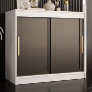 Commode minimaliste Liskamm 50 | 2 portes coulissantes | Blanc mat / Noir mat | 100 x 100 x 45 cm | 4 compartiments
