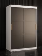 Armoire penderie élégante Liskamm 06 | 5 compartiments | Blanc mat / Noir mat | 200 x 120 x 62 cm | Grand espace de rangement