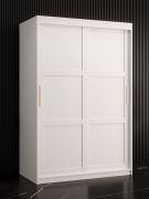 Armoire penderie Liskamm 05 blanc mat | 200 x 120 x 62 cm | 5 étagères, 2 tringles, portes coulissantes