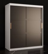 Armoire moderne Liskamm 10 | 2 portes coulissantes | Blanc mat / Noir mat | 200 x 150 x 62 cm